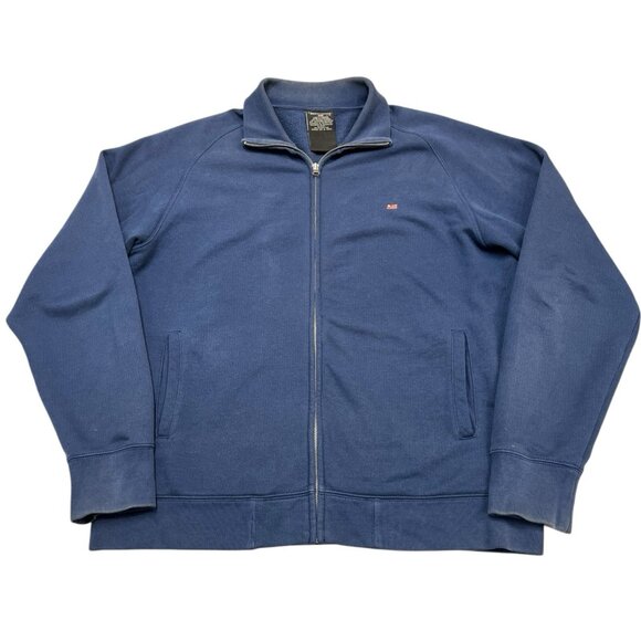 Polo Jeans Company Jacket Mens L Navy Blue Flag Embroidered Full Zip Preppy - Picture 1 of 9